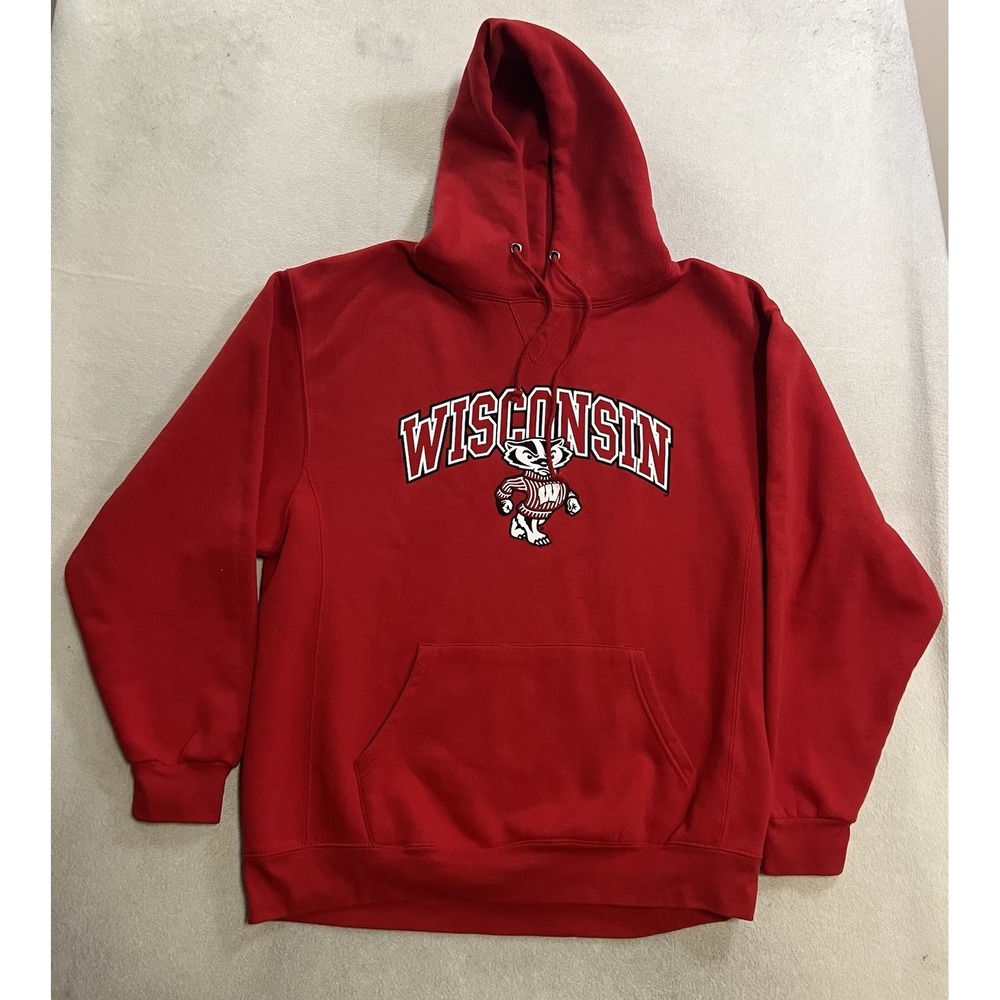 Wisconsin Badgers Pullover Hoodie Men's Size XL Red Long Sleeve Sweatshirt NCAA